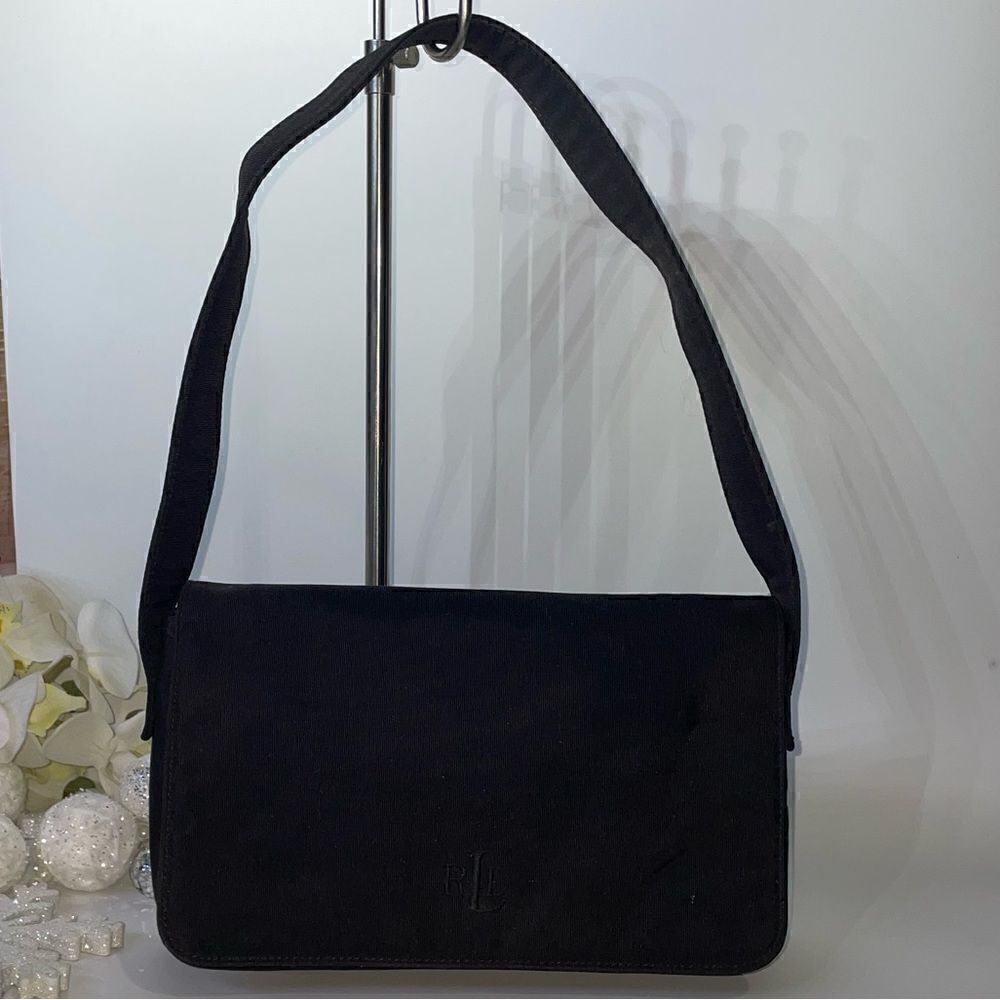 Ralph Lauren Canvas Shoulder Bag Black Medium